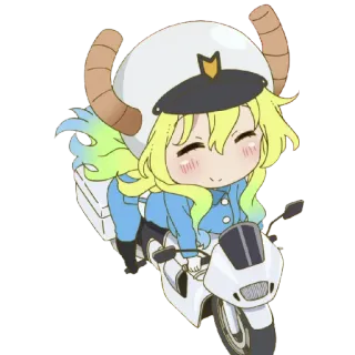 👮‍♀️ Lucoa Miss Kobayashi's Dragon Maid Anime, Chibi, Draak, Motor, Lucoa whatsapp sticker