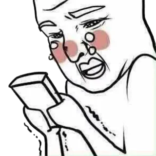 😫 meme, crying, sad, upset, phone, expression, cartoon telegram sticker