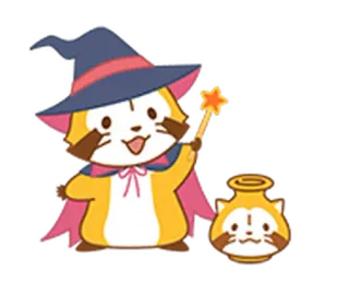 💫 Tanuki, Cane procione, Strega, Mago, Magia, Animale, Cartone animato telegram sticker