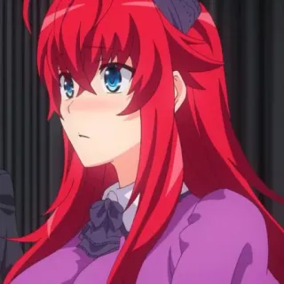 🩸 Rias Gremory High School DxD Anime, Cheveux roux, Mignon, Dessin animé whatsapp sticker