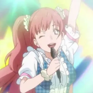 🌟 Anime, Chica, Cantante, Micrófono, Ídolo, Dibujo animado whatsapp sticker