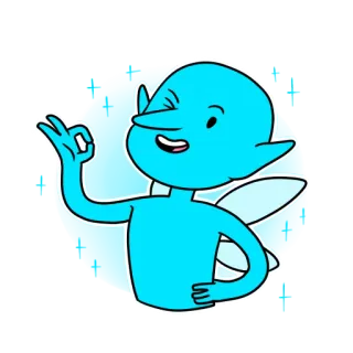 👌 dibujos animados, hada, gesto OK, azul, guiño telegram sticker