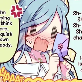 😳 I'm
ying
think
ere,
quiet
down
eady.
Sh-
Sh
Sh-
Sh
cha Anime, Fofo, Menina, Desenho animado, Ilustração, Adesivo whatsapp sticker