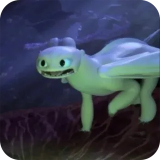 😱 Light Fury How to Train Your Dragon дракон, Дневная Фурия, белый, милый, мультфильм whatsapp sticker