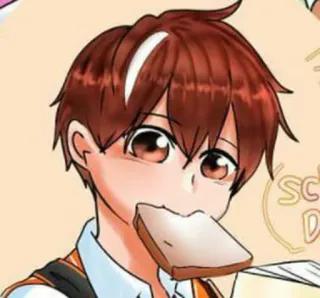 ☺ Anime, Chico, Comiendo, Pan, Escuela telegram sticker