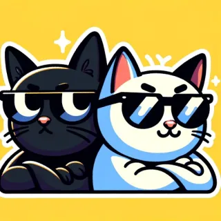 😎 cats, sunglasses, cool, black cat, white cat, sticker telegram sticker