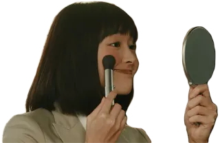 👩 maquillaje, mujer, espejo, belleza, brocha whatsapp sticker