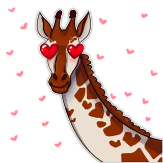 🥰 giraffa, occhi a cuore, amore, animale, cartone animato, carino telegram sticker