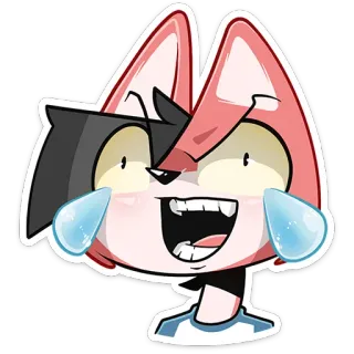 ⏺ desenho animado, raposa, personagem, expressão, rindo, emoticon telegram sticker