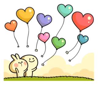 ❤ cuori, amore, coniglio, cartone animato, carino, amicizia, animazione whatsapp sticker