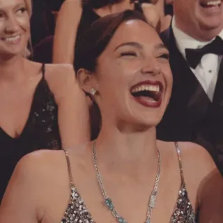 😂 Gal Gadot actress, woman, celebrity, portrait, laughing, smile telegram sticker