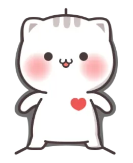 🍼 chat, mignon, coeur, kawaii, animal, autocollant telegram sticker