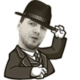 🕵 homem, chapéu, terno, escala de cinza, fedora, retrato telegram sticker