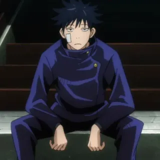 🍸 Megumi Fushiguro Jujutsu Kaisen อนิเมะ, มังงะ, เมงุมิ ฟุชิกุโระ, มหาเวทย์ผนึกมาร, ตัวละคร, นั่ง, เหนื่อย whatsapp sticker