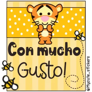 🍯 Tigger Con mucho Gusto! тигра, винни пух, пчелы, испанский, пожалуйста telegram sticker