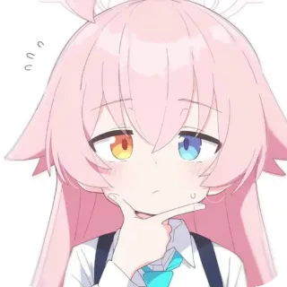 ❤ アニメ, キャラクター, かわいい, 考え中, 女の子, ピンク髪 telegram sticker