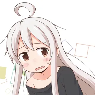 😣 anime, girl, cartoon, cute, white hair, manga whatsapp sticker