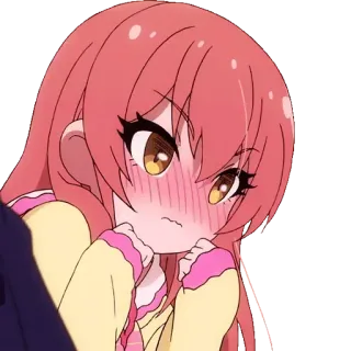 😳 anime, angry, red hair, cute, blush telegram sticker