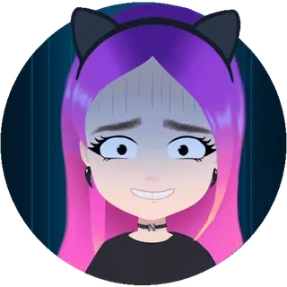 😰 cartoon, girl, anime, cat ears, nervous, purple hair, fear telegram sticker