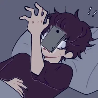 🤦‍♂ 漫画, アニメ, スマホ, ベッド, 眠い, 起床 telegram sticker