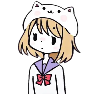 🐙 Gadis anime, Topi kucing, Kawaii, Lucu, Seragam sekolah, Ilustrasi telegram sticker