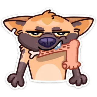 🍗 hyena, animal, cartoon, bone, sticker whatsapp sticker