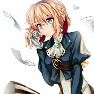 😦 Violet Evergarden anime, character, girl, blonde, blue eyes, animation telegram sticker