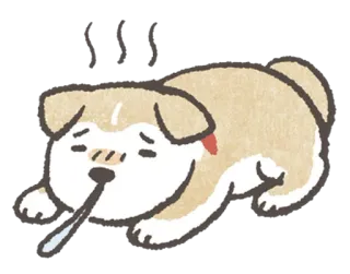 🤕 cachorro, doente, exausto, cansado, desenho animado, animal de estimação, animal whatsapp sticker