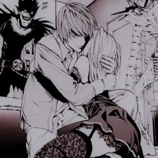 🩺 Light Yagami Death Note Anime, Death Note, Light Yagami, Manga, Abbraccio, Ryuk telegram sticker