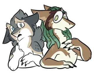 ❔ furry, anthropomorphic, wolf, creature, cartoon telegram sticker