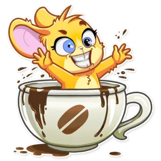 ☕ rato, café, xícara, desenho animado, animal, bebida telegram sticker