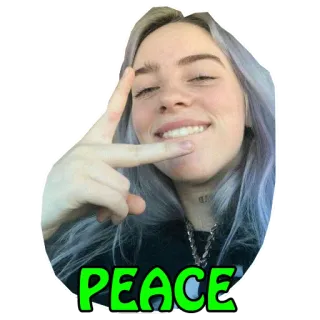 ✌️ Billie Eilish PEACE สันติภาพ, Billie Eilish, นักร้อง, สัญลักษณ์สันติภาพ, คนดัง, เพลง telegram sticker