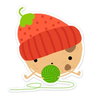 😶 fraise, dessin animé, pelote de laine, mignon, autocollant telegram sticker