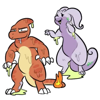 😣 Charmeleon pokemon, cartoon, charmeleon, slime, cute, animal, monster whatsapp sticker