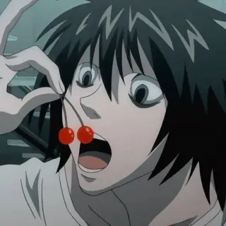 🌟 L Death Note anime, L, Death Note, manga, cherries telegram sticker