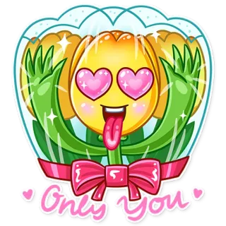 😍 Only You bunga, hati, cinta, imut, kartun, emoji, romantis whatsapp sticker