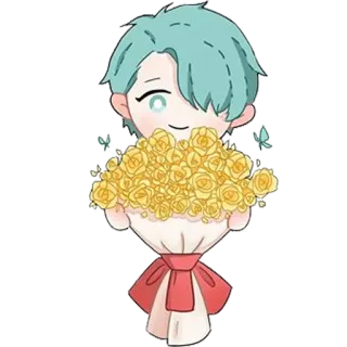 💐 Anime, Manga, Fiori, Bouquet, Carino, Personaggio telegram sticker
