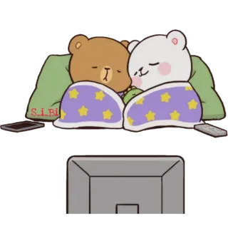 😴 orsi, dormire, carino, coppia, tv, cartoni animati telegram sticker