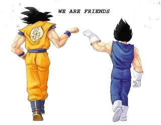 🤝 Goku WE ARE FRIENDS dragon ball, goku, vegeta, anime, friends, teamwork, friendship telegram sticker