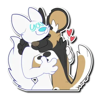 🤗 you furry, hug, anthropomorphic, affection, cartoon, cute, friends, love telegram sticker