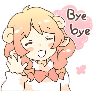 👋 Bye bye アニメ, さようなら, 別れ, かわいい, 可愛い, アニメーション, 手を振る whatsapp sticker