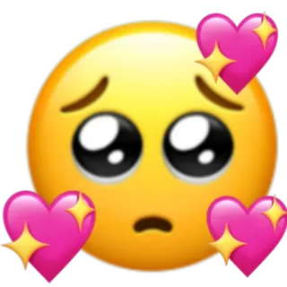 💖 이모지, 하트, 귀여운, 노란색, 얼굴, 표정 whatsapp sticker