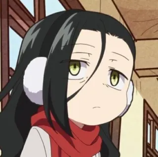 ☹️ Anime, Charakter, Ohrenschützer, Schal, lange Haare whatsapp sticker