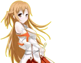 🙂 Asuna Yuuki Sword Art Online Anime, Fille, Épée, Fantaisie, Personnage, Cheveux longs whatsapp sticker