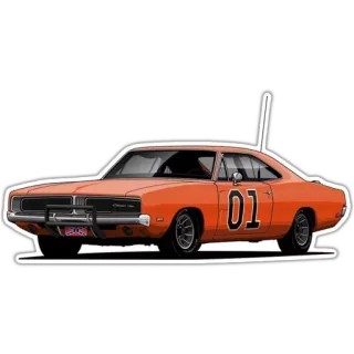 🚗 Dukes of Hazzard รถ, นายพลลี, รายการทีวี, ดอดจ์ ชาร์จเจอร์, ยานพาหนะ, 1969 telegram sticker