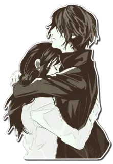 ❤ abraço, anime, amor, casal, carinho, relacionamento, romântico telegram sticker