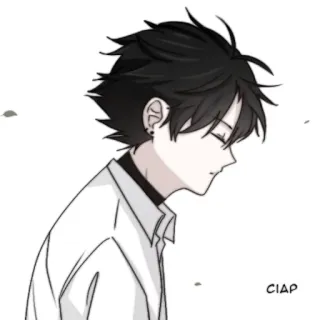 👟 CIAP อนิเมะ, เด็กผู้ชาย, ตัวละคร, ภาพประกอบ, เศร้า, ภาพวาด, มังงะ telegram sticker