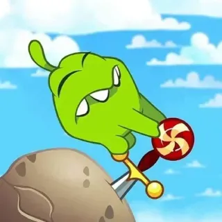 🗡 Om Nom Cut the Rope dessin animé, monstre vert, bonbon, Cut the Rope, jeu, personnage whatsapp sticker