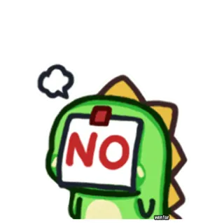 😒 NO 恐龙, 卡通, 不, 拒绝, 可爱, 插图 whatsapp sticker