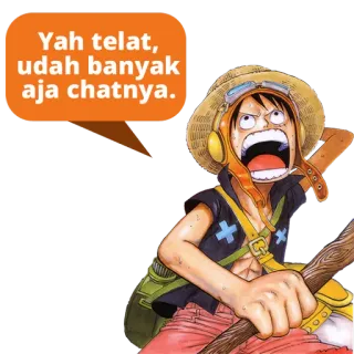 😱 Monkey D. Luffy One Piece Yah telat, udah banyak aja chatnya. Anime, One Piece, Monkey D. Luffy, Manga, Cartoon telegram sticker